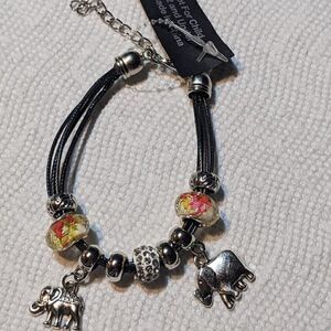 NEW CHUNS PANDORA LIKE BRACELET - 2 ELEPHANTS